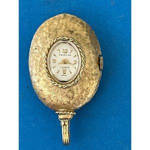 Vintage Fairfax Swiss Pendant 17 Jewels Watch gold tone w jade back